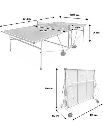 Table de ping pong extérieure premium avec 2 raquettes et 3 balles
