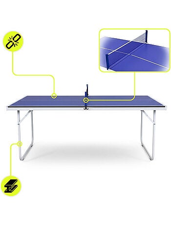 Table de ping-pong HyperMotion pliable et portable – kit complet intérieur enfants et adultes