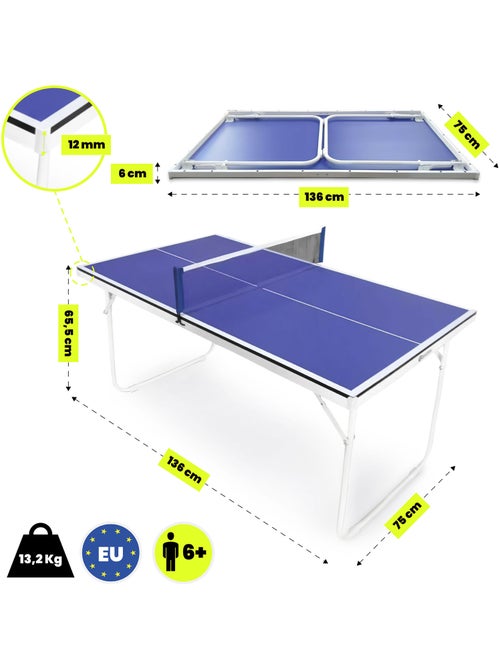 Table de ping-pong HyperMotion pliable et portable – kit complet intérieur enfants et adultes - Kiabi