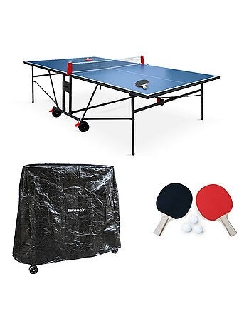 Table de ping pong intérieure avec 2 raquettes 3 balles et housse de protection