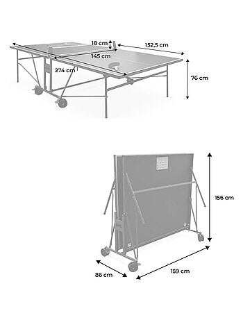 Table de ping pong intérieure avec 2 raquettes 3 balles et housse de protection