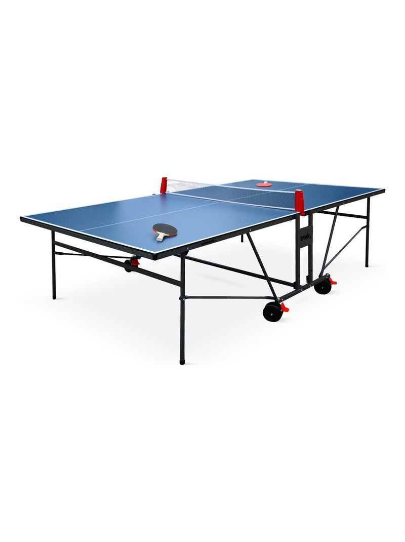 Table de ping pong intérieure avec 2 raquettes 3 balles et housse de protection Bleu - Kiabi