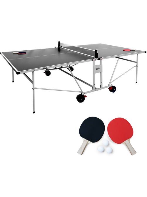 Table de ping pong intérieure avec 2 raquettes 3 balles et housse de protection - Kiabi Table de ping pong intérieure avec 2 raquettes 3 balles et housse de protection - Kiabi