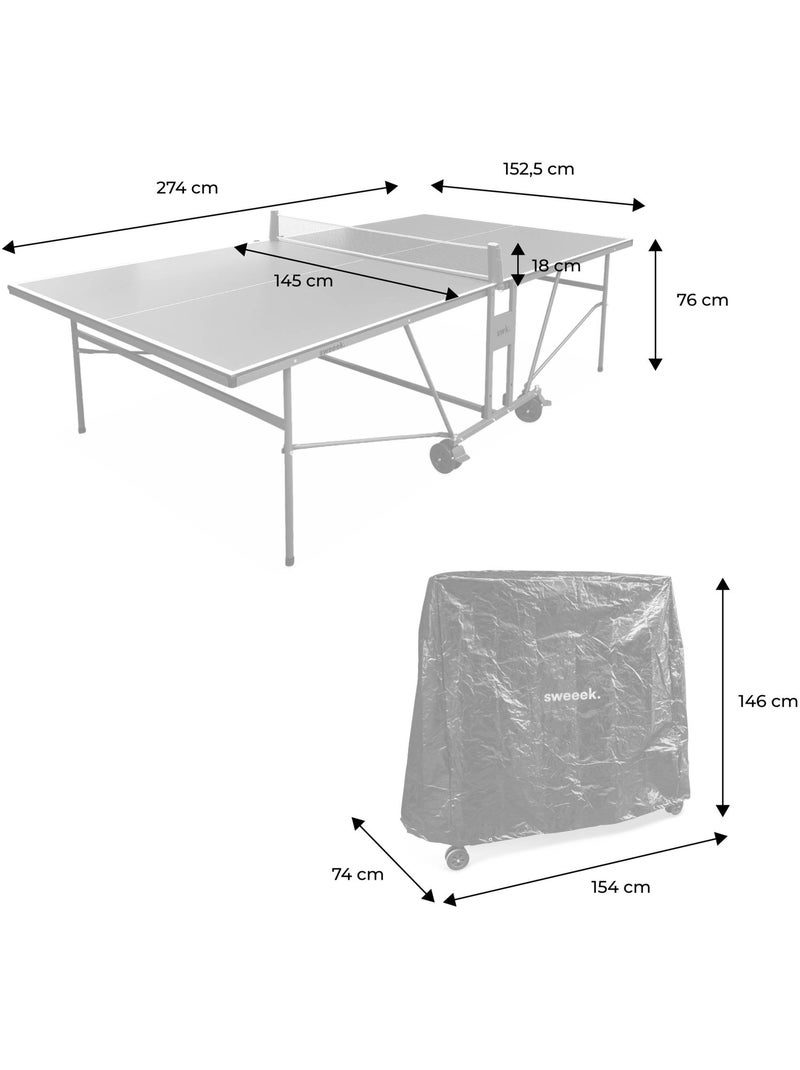 Table de ping pong intérieure avec 2 raquettes 3 balles et housse de protection Gris - Kiabi