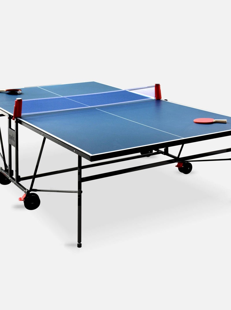 Table de ping pong intérieure pliante avec 4 raquettes et 6 balles Bleu - Kiabi
