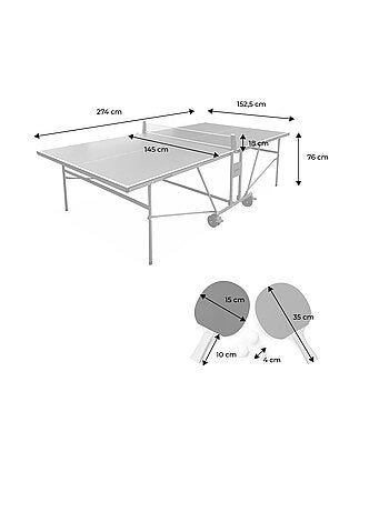 Table de ping pong intérieure pliante avec 4 raquettes et 6 balles