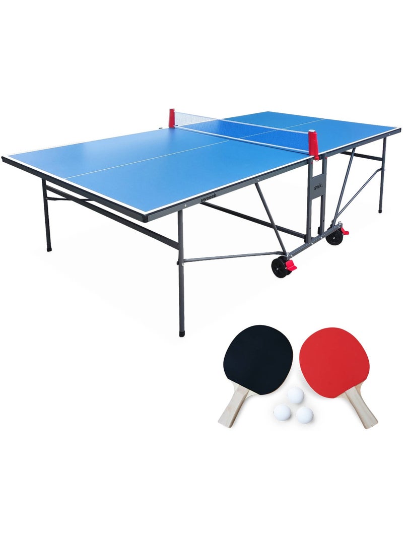Table de ping pong intérieure premium avec 2 raquettes et 3 balles Bleu - Kiabi