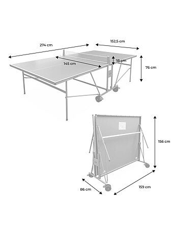 Table de ping pong intérieure premium avec 2 raquettes et 3 balles