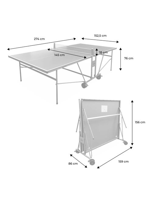 Table de ping pong intérieure premium avec 2 raquettes et 3 balles - Kiabi