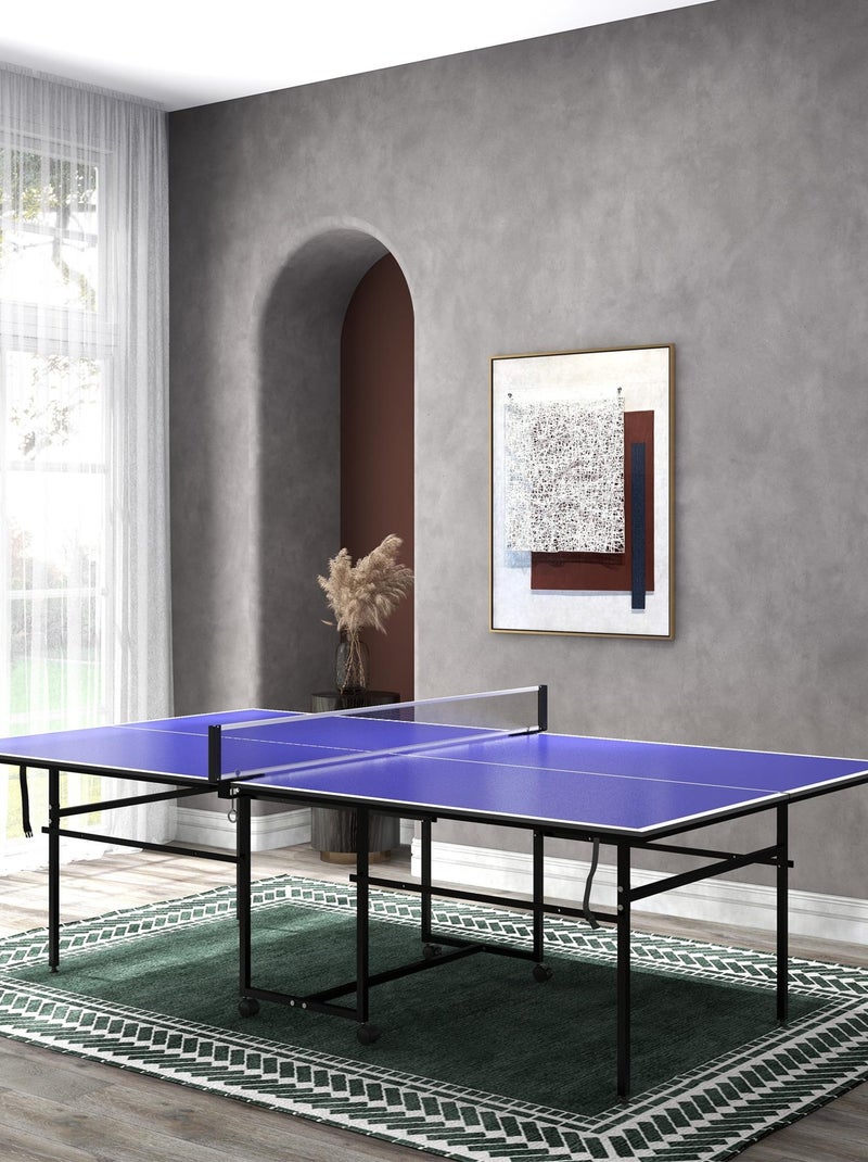 Table de ping-pong pliable compacte avec 4 roulettes bleu Bleu Bleu - Kiabi