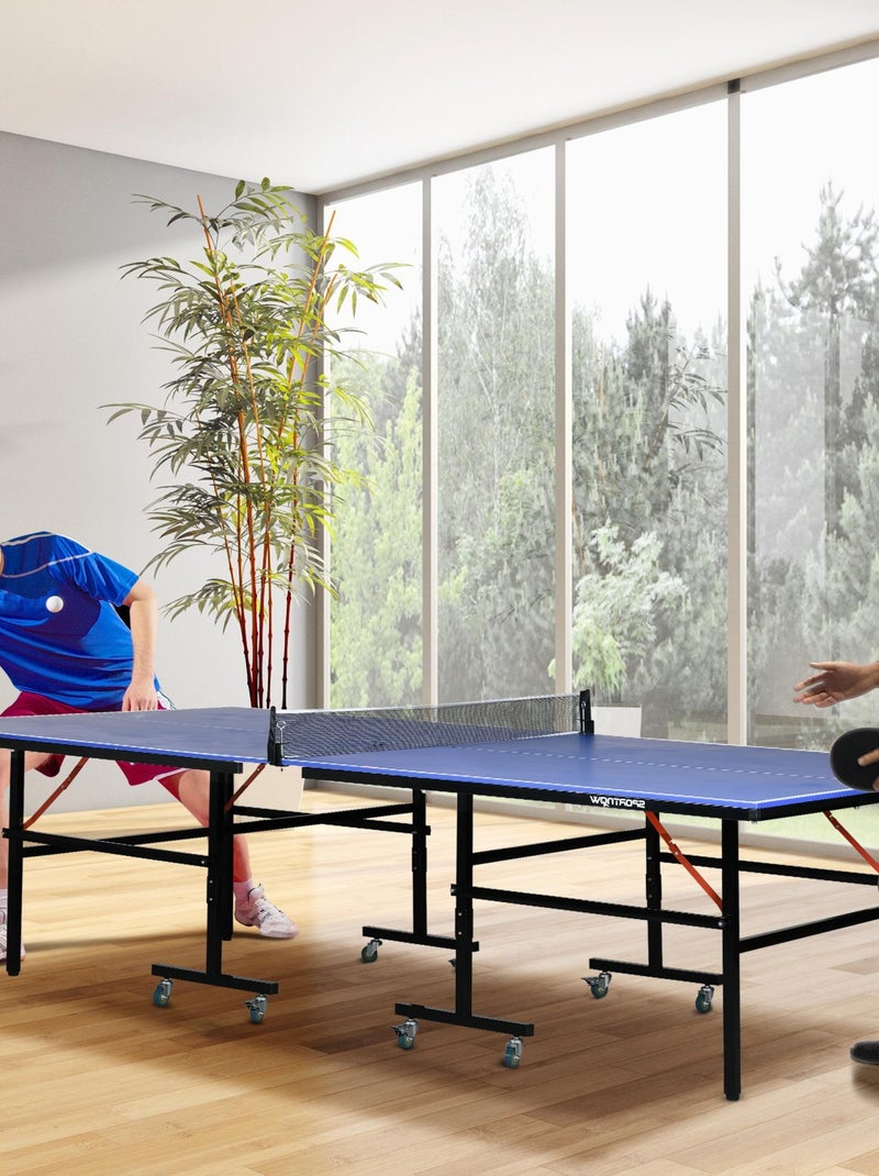 Table de ping pong tennis de table pliable 8 roues avec accessoires noir bleu Bleu Bleu - Kiabi