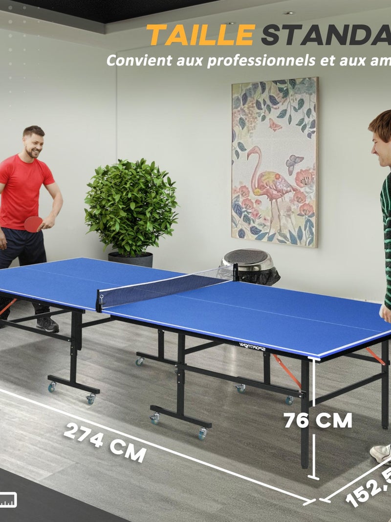 Table de ping pong tennis de table pliable 8 roues avec accessoires noir bleu Bleu Bleu - Kiabi
