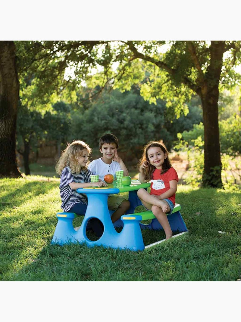 Table de pique-nique enfant 4 places en polypropylène vidaxl Bleu - Kiabi