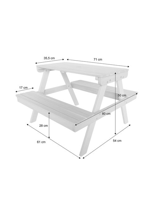 Table de pique-nique, salon de jardin enfant bois d'acacia 2 places Caroline - Kiabi