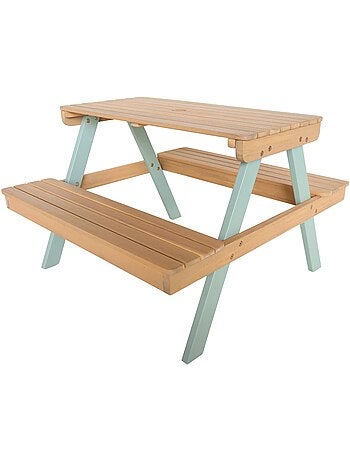 Table de pique-nique, salon de jardin enfant bois d'acacia 2 places caroline