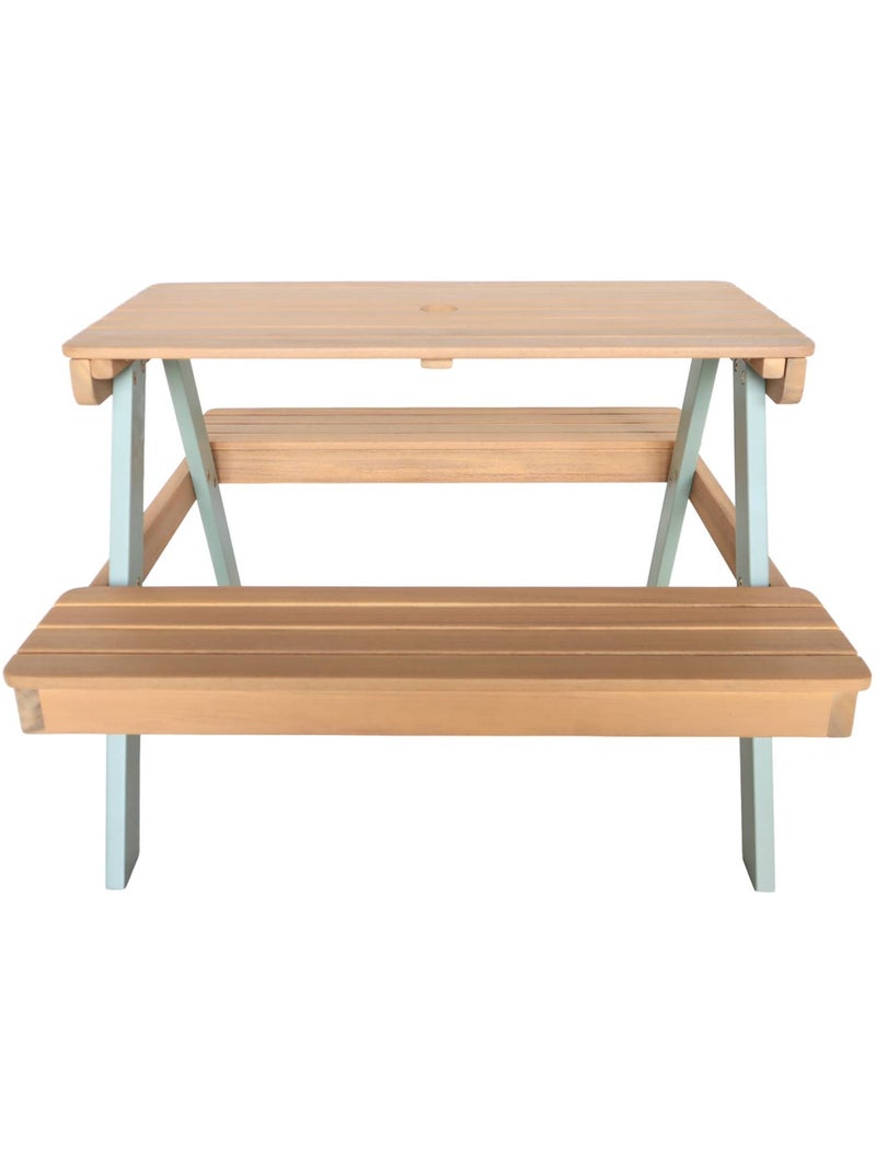 Table de pique-nique, salon de jardin enfant bois d'acacia 2 places caroline Vert de gris - Kiabi