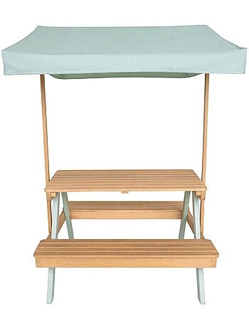 Table de pique-nique, salon de jardin enfant bois d'acacia avec parasol 2 places Jade