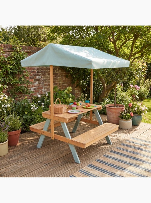 Table de pique-nique, salon de jardin enfant bois d'acacia avec parasol 2 places Jade - Kiabi