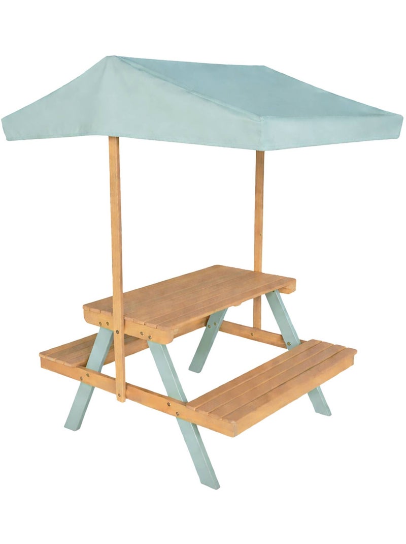 Table de pique-nique, salon de jardin enfant bois d'acacia avec parasol 2 places Jade Vert - Kiabi