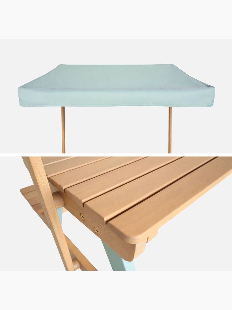 Table de pique-nique, salon de jardin enfant bois d'acacia avec parasol 2 places Jade Vert - Kiabi