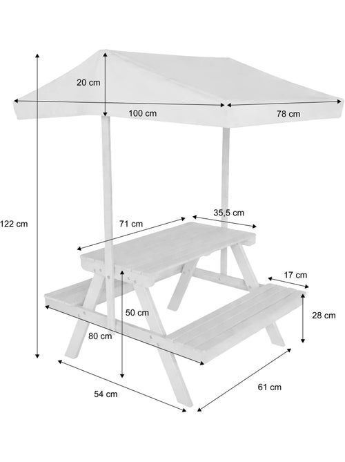 Table de pique-nique, salon de jardin enfant bois d'acacia avec parasol 2 places Jade - Kiabi