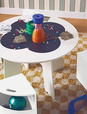 Table effet ardoise pour enfant 4 chaises avec rangement Nephos