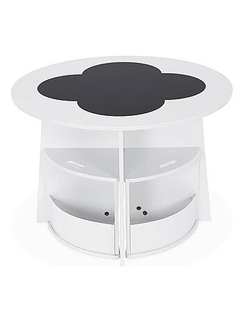 Table effet ardoise pour enfant 4 chaises avec rangement Nephos