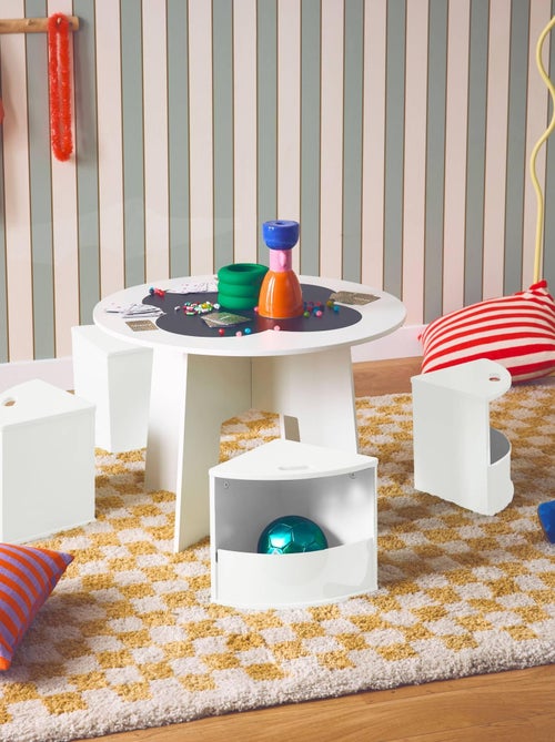 Table effet ardoise pour enfant 4 chaises avec rangement Nephos - Kiabi