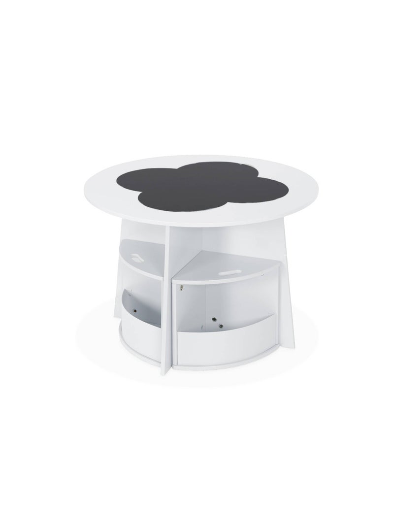 Table effet ardoise pour enfant 4 chaises avec rangement Nephos Blanc - Kiabi