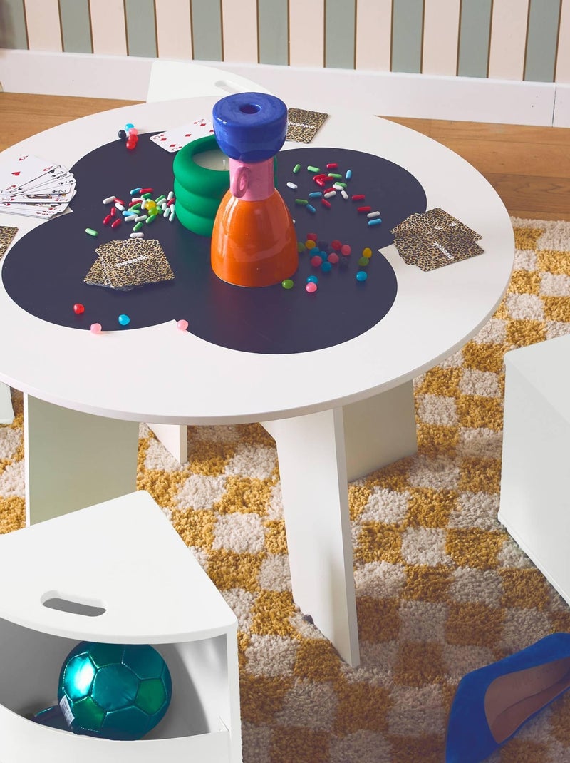 Table effet ardoise pour enfant 4 chaises avec rangement Nephos Blanc - Kiabi