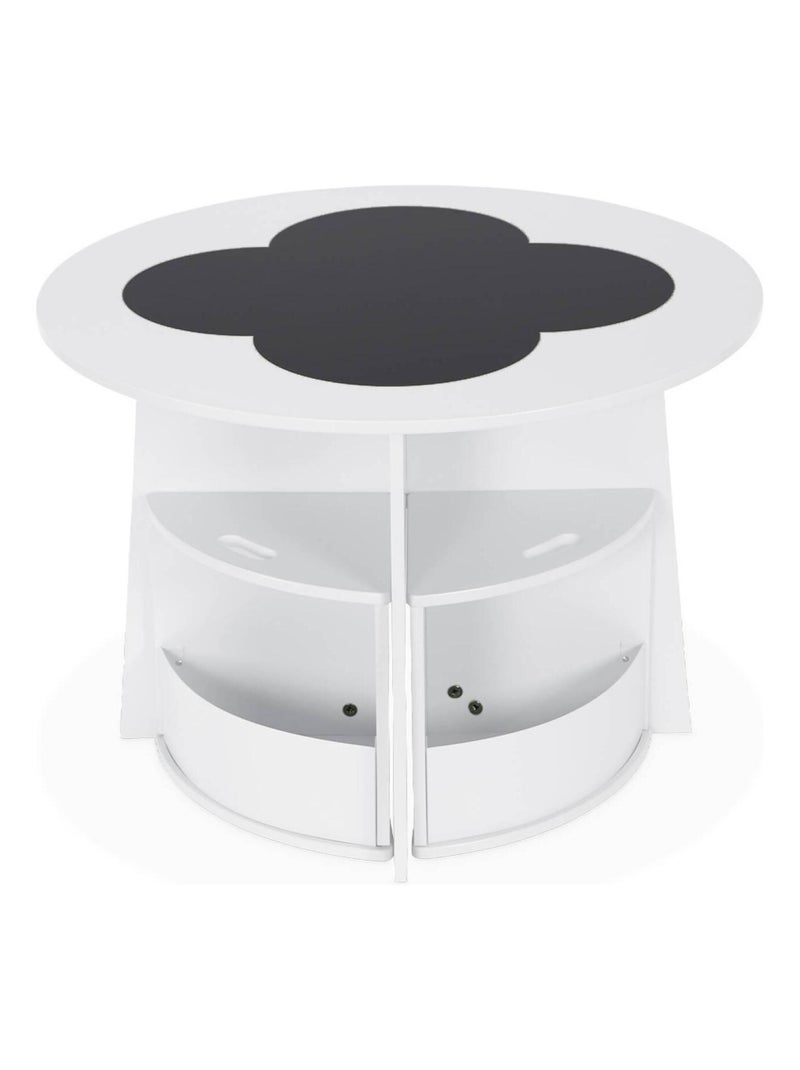 Table effet ardoise pour enfant 4 chaises avec rangement Nephos Blanc - Kiabi