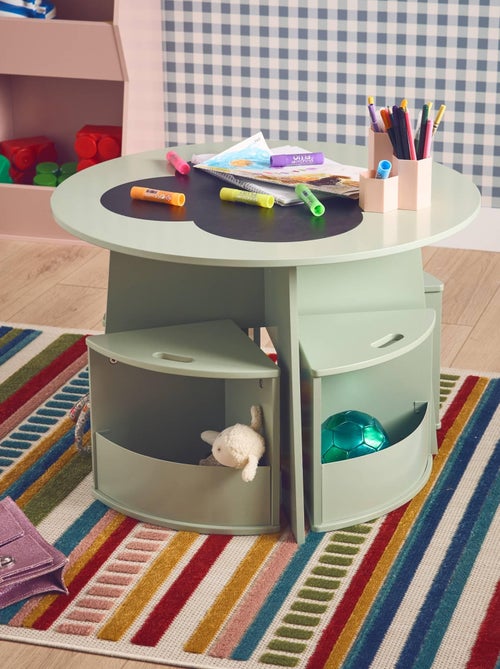 Table effet ardoise pour enfant 4 chaises avec rangement Nephos - Kiabi