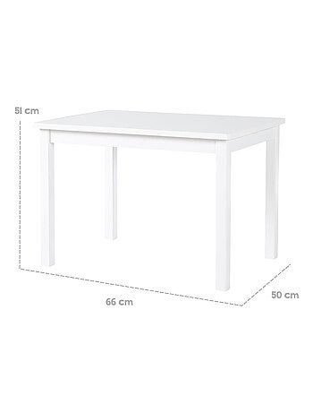 Table en bois massif laqué blanc pour enfant de 2 à 10 ans 'Roba'