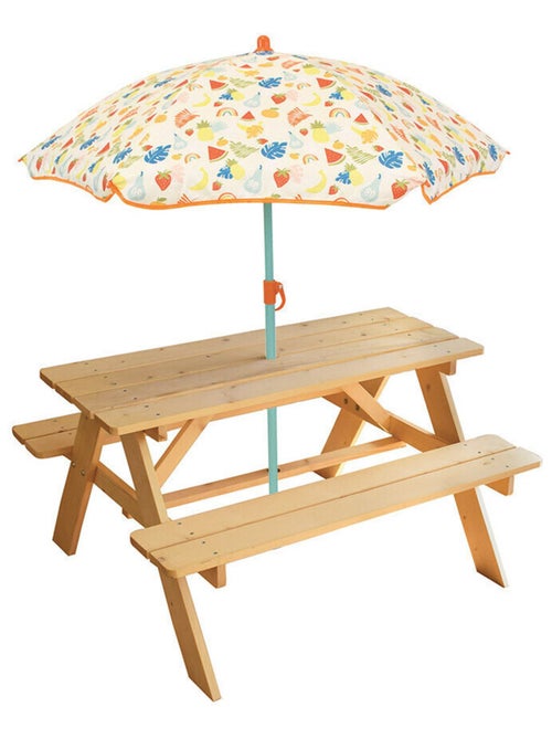 Table en Bois pour Pique-Nique avec Parasol fruity's - Kiabi