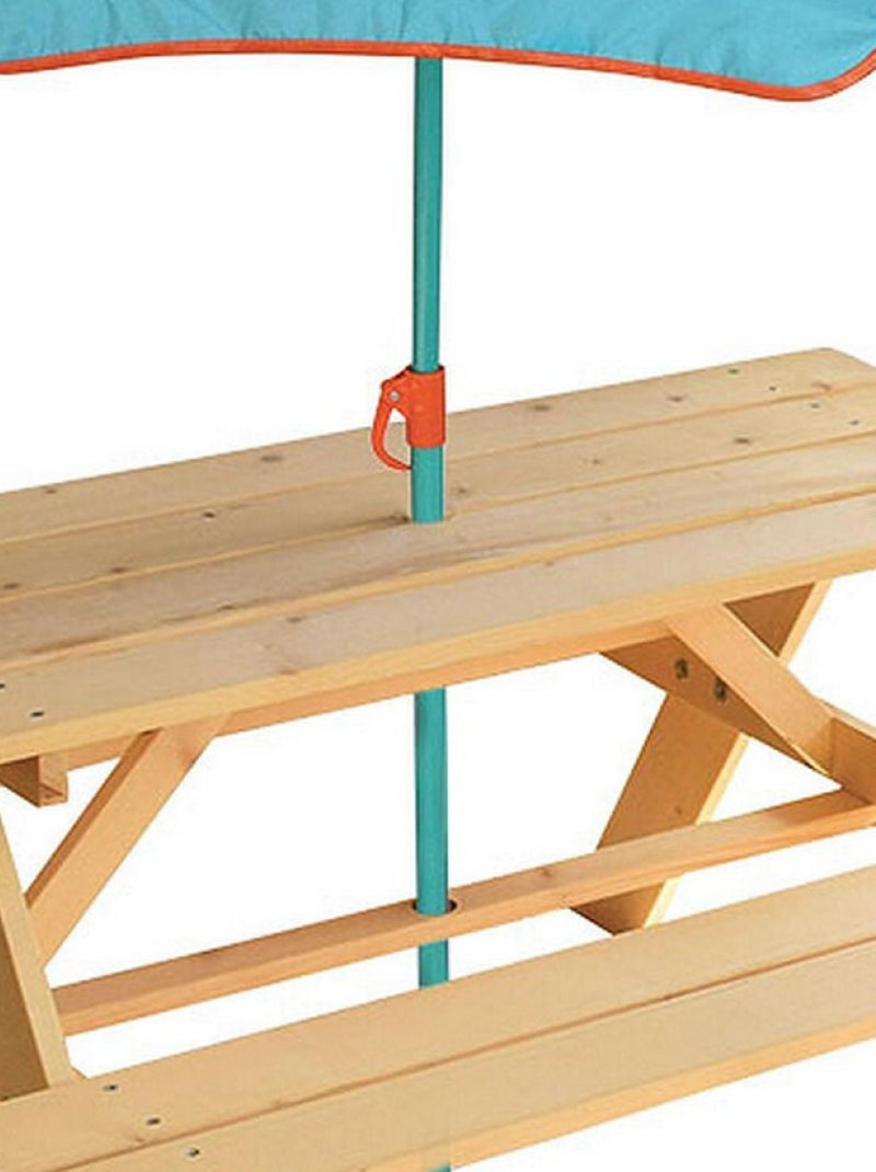 Table en Bois pour Pique-Nique avec Parasol Indian Panda Beige - Kiabi