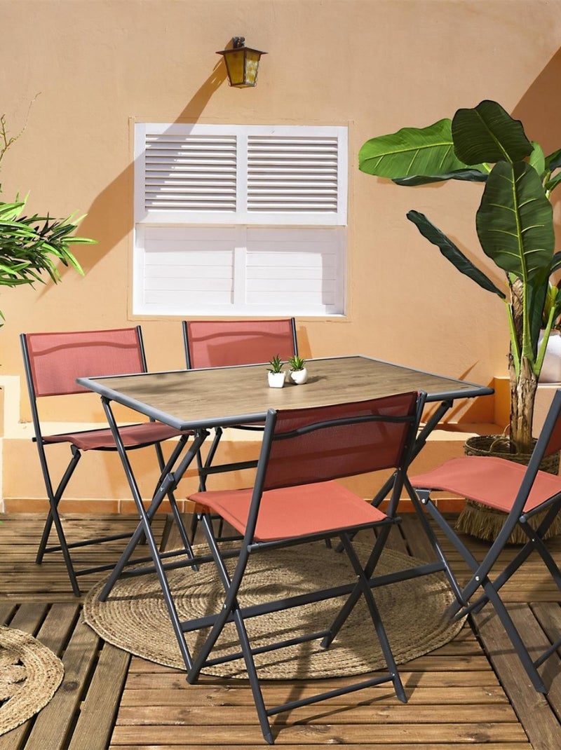 Table en métal effet bois BARCELONE Noir - Kiabi