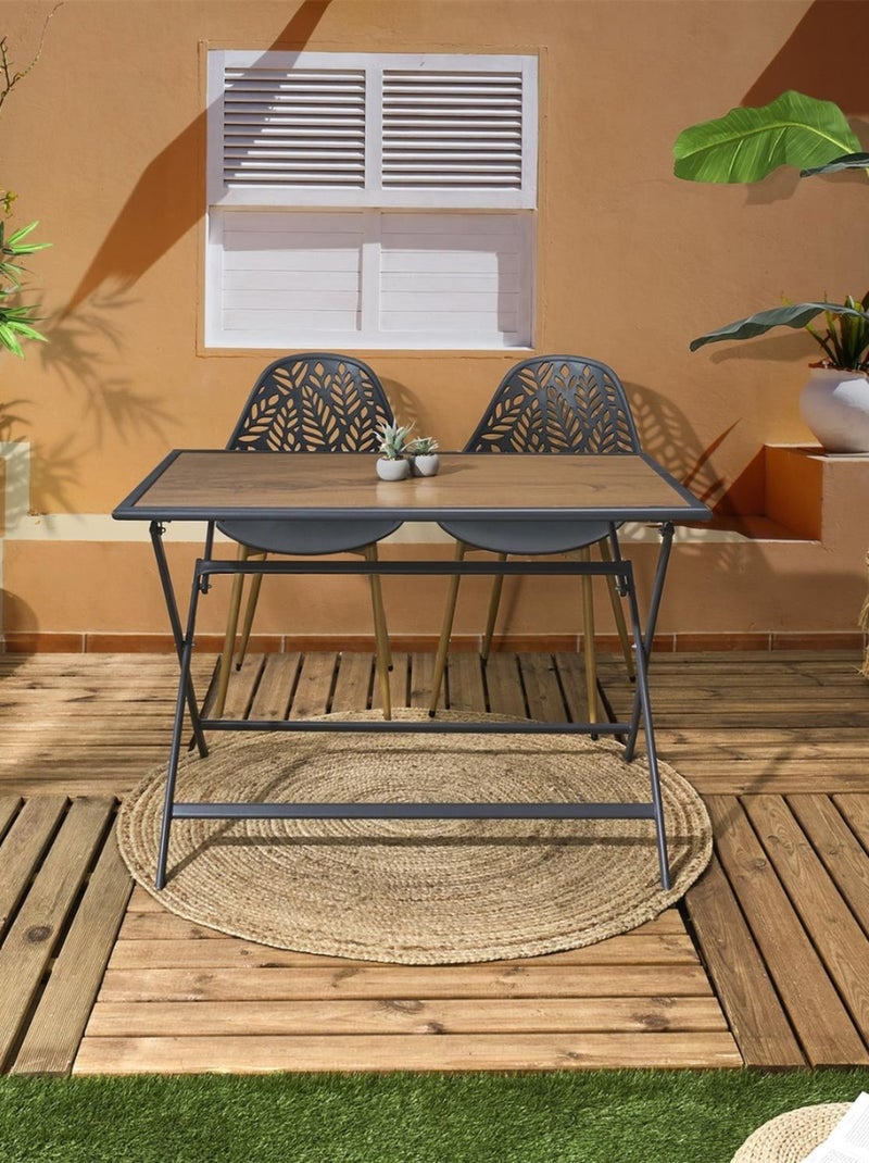 Table en métal effet bois BARCELONE Noir - Kiabi