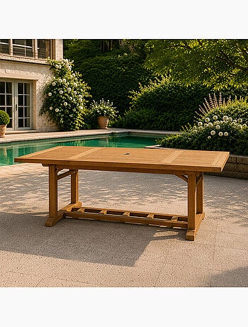 Table en teck rectangulaire extensible 170 cm