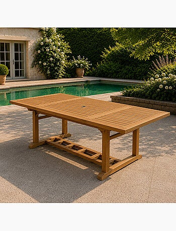 Table en teck rectangulaire extensible 170 cm