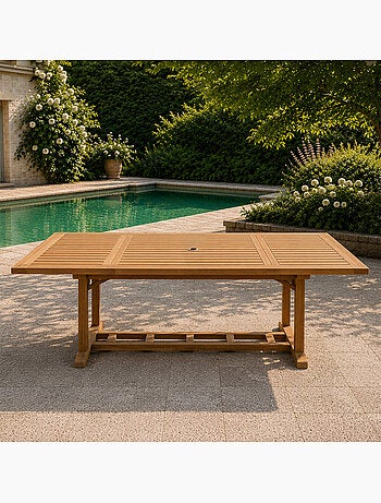 Table en teck rectangulaire extensible 170 cm
