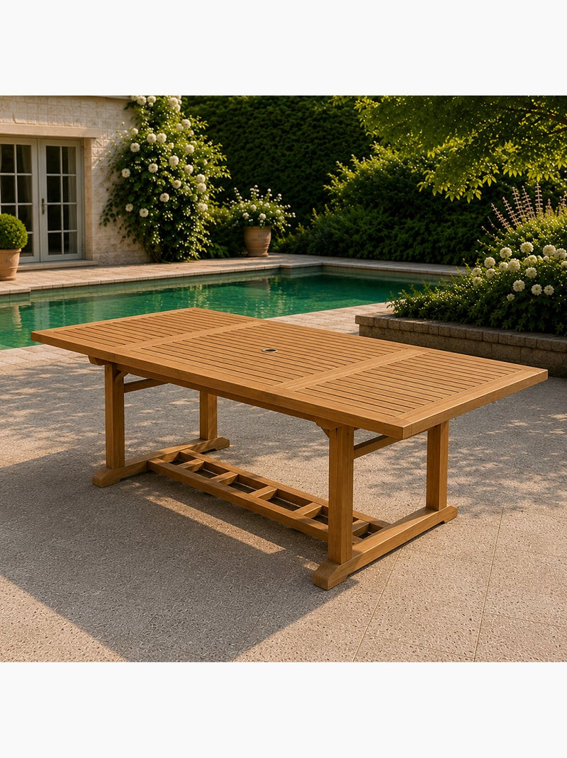 Table en teck rectangulaire extensible 170 cm Marron - Kiabi