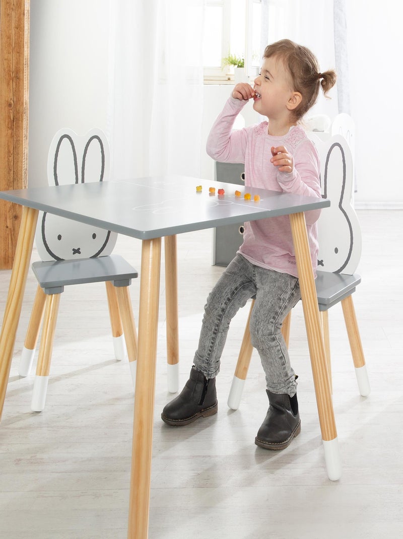 Table enfant + 2 chaises en bois motif lapin 'miffy' ROBA Gris Beige Blanc - Kiabi