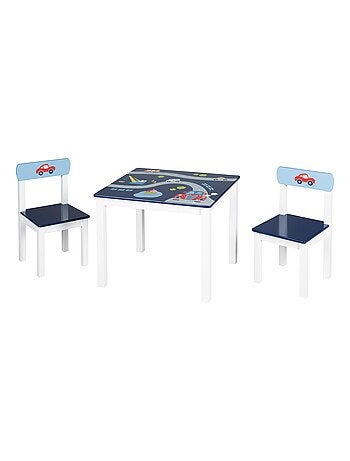 Table enfant + 2 chaises en bois motif voitures 'Rennfahrer' ROBA