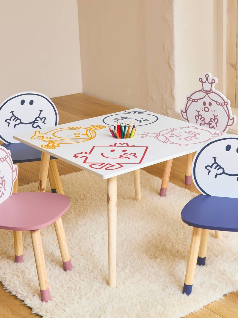 Table enfant + 4 chaises collection Monsieur/Madame Blanc - Kiabi