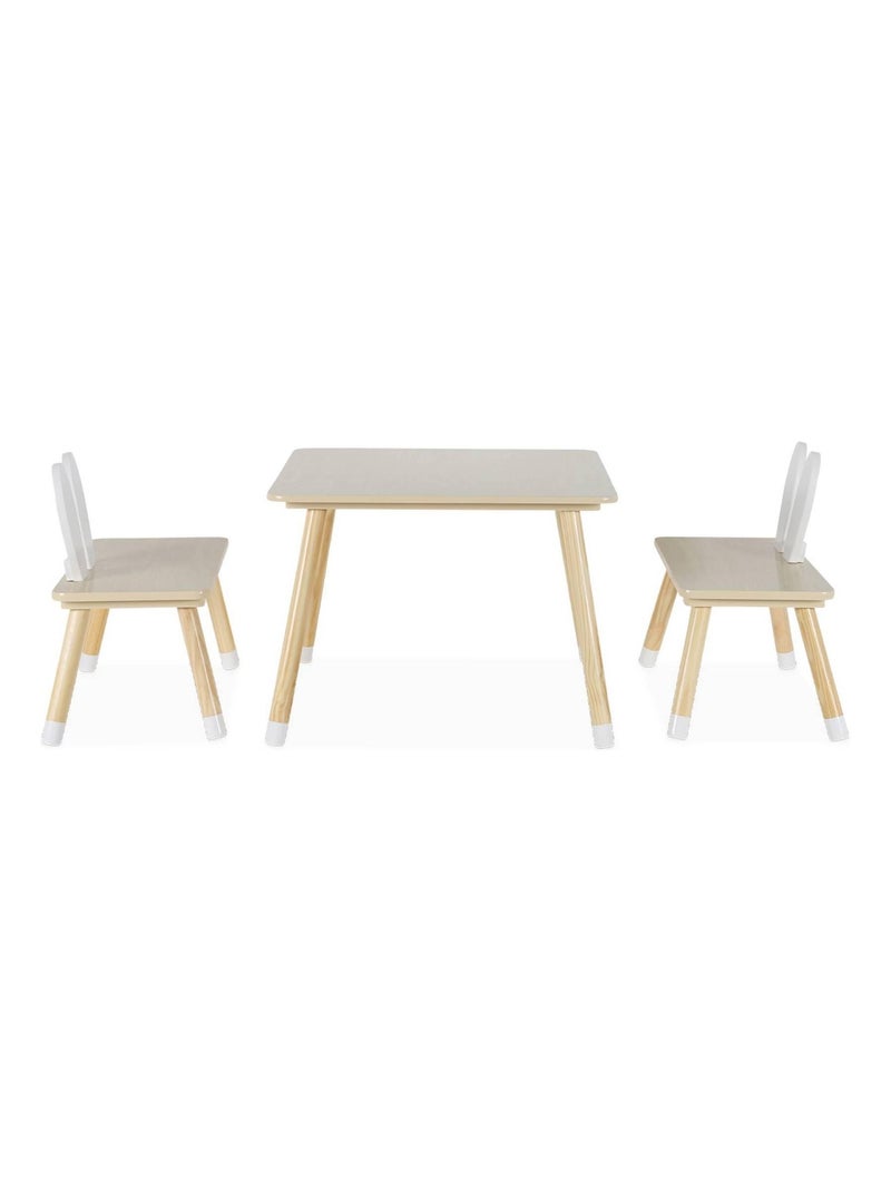 Table enfant décor bois 2 chaises forme lapin Ben Blanc - Kiabi