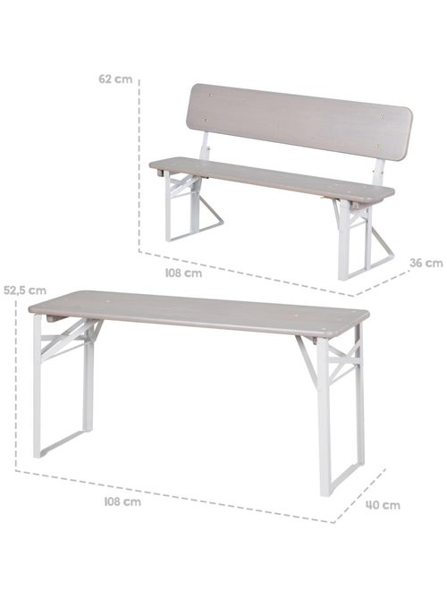 Table enfant et 2 bancs à dossier pliants en bois massif FSC 'Outdoor' ROBA - Kiabi Table enfant et 2 bancs à dossier pliants en bois massif FSC 'Outdoor' ROBA - Kiabi