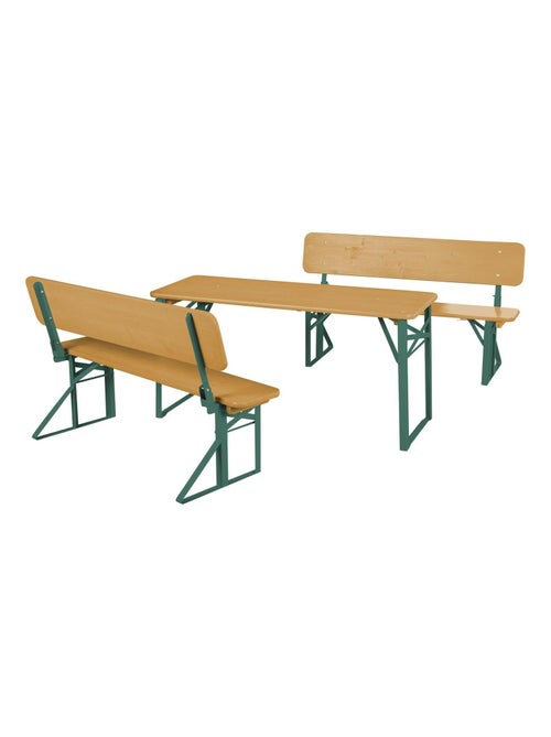 Table enfant et 2 bancs à dossier pliants en bois massif FSC 'Outdoor' ROBA - Kiabi Table enfant et 2 bancs à dossier pliants en bois massif FSC 'Outdoor' ROBA - Kiabi