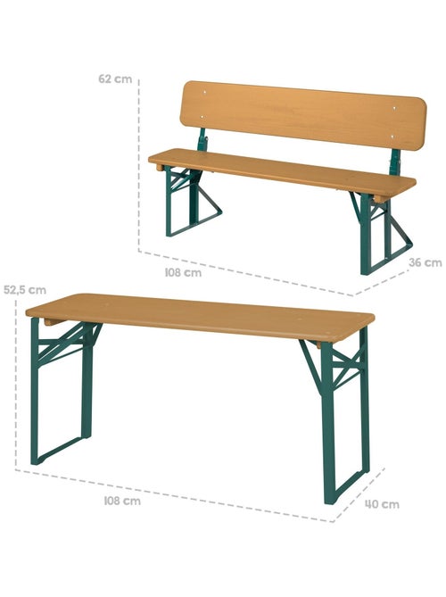 Table enfant et 2 bancs à dossier pliants en bois massif FSC 'Outdoor' ROBA - Kiabi Table enfant et 2 bancs à dossier pliants en bois massif FSC 'Outdoor' ROBA - Kiabi
