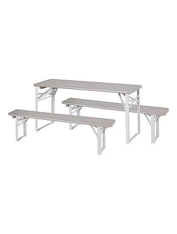 Table enfant et 2 bancs pliants en bois massif FSC 'Outdoor' ROBA