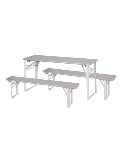 Table enfant et 2 bancs pliants en bois massif FSC 'Outdoor' ROBA - Kiabi Table enfant et 2 bancs pliants en bois massif FSC 'Outdoor' ROBA - Kiabi